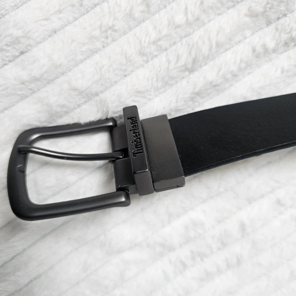 Timberland Reversible Leather Belt Men 42 Black Brown‎ Swivel Buckle Rugged